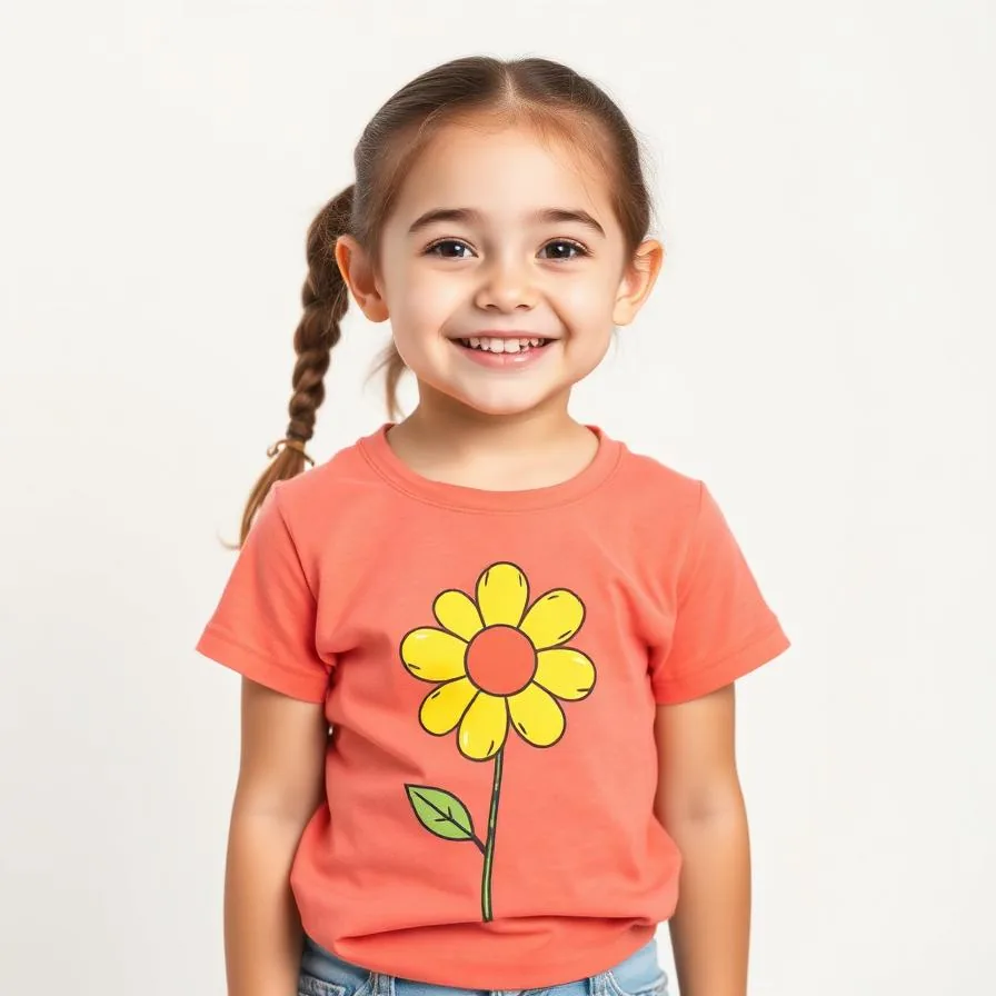 Coral flower comfortable kids graphic tee outfit