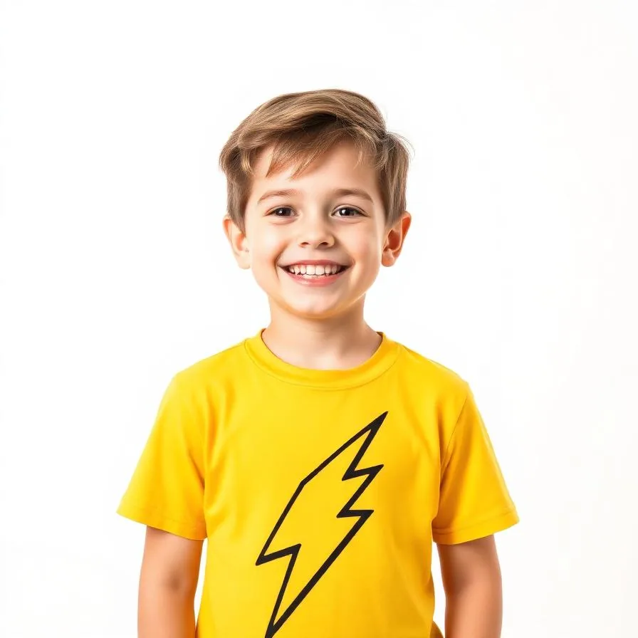 Yellow lightning bolt graphic tee outfit for kids